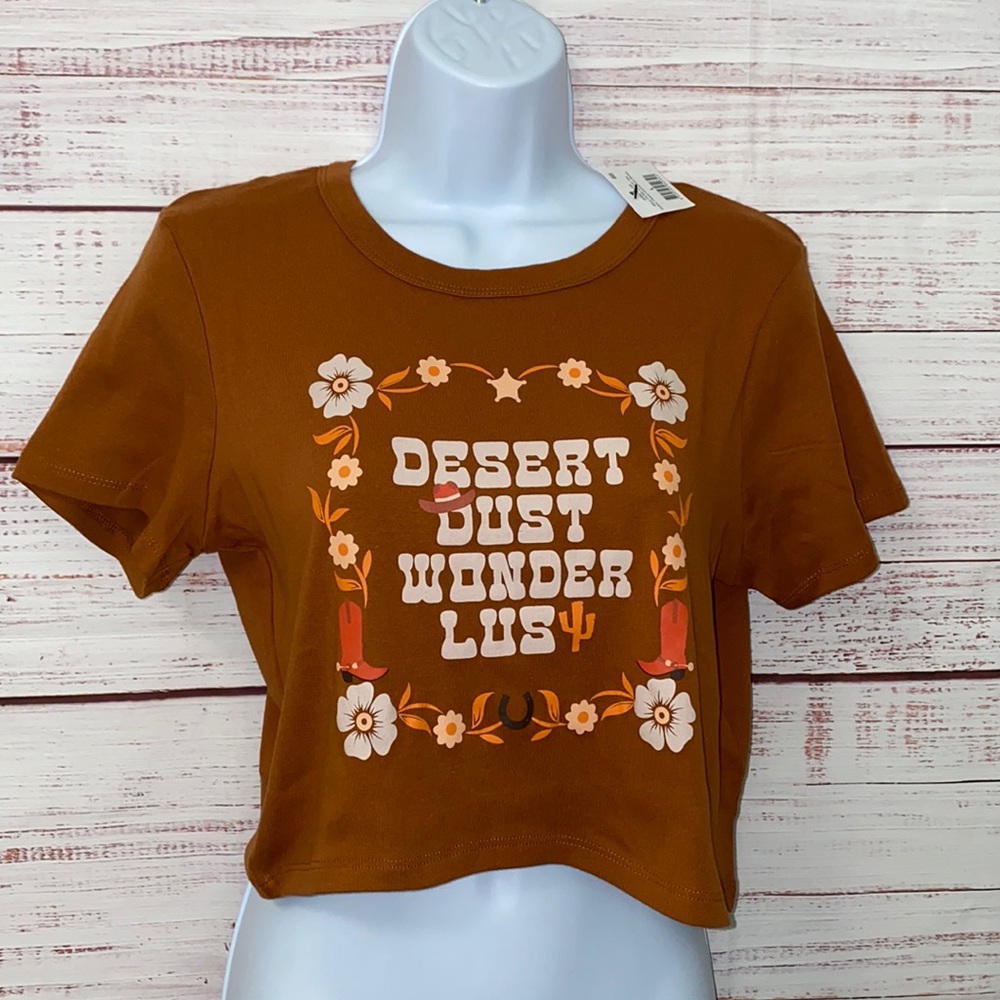 Dessert Dust and Wander Lust Cropped 🌵 Cotton On Tee Shirt. NWT